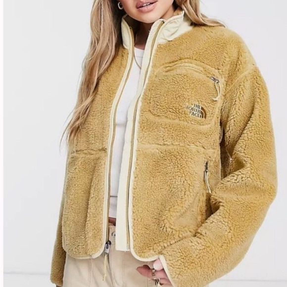 The North Face Fleece Jacket Extreme Pile Size XS Relaxed Fit Full Zip Tan - Picture 9 of 12